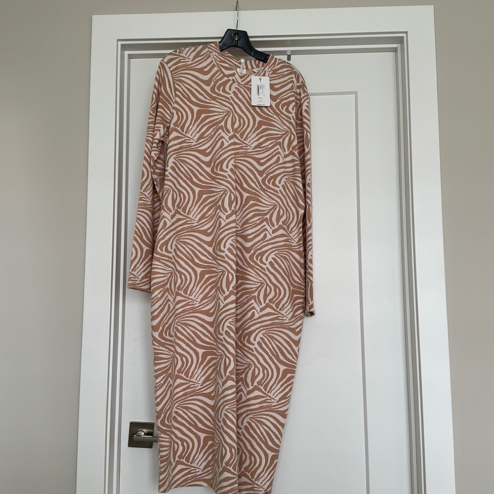 Ted baker, long sleeve midi dress in animal print. Brand new with tags.